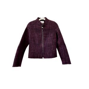 Akris Punto Wool Blend Tweed Blazer Jacket Women’s Purple Size 4